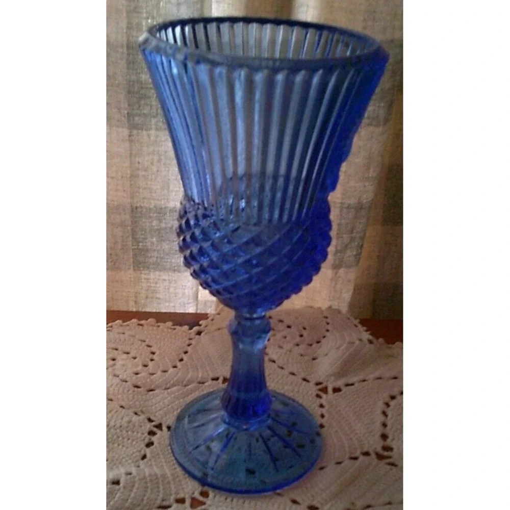 Vintage Avon Fostoria George Washington Cobalt Blue 12oz Water Wine Glass Goblet